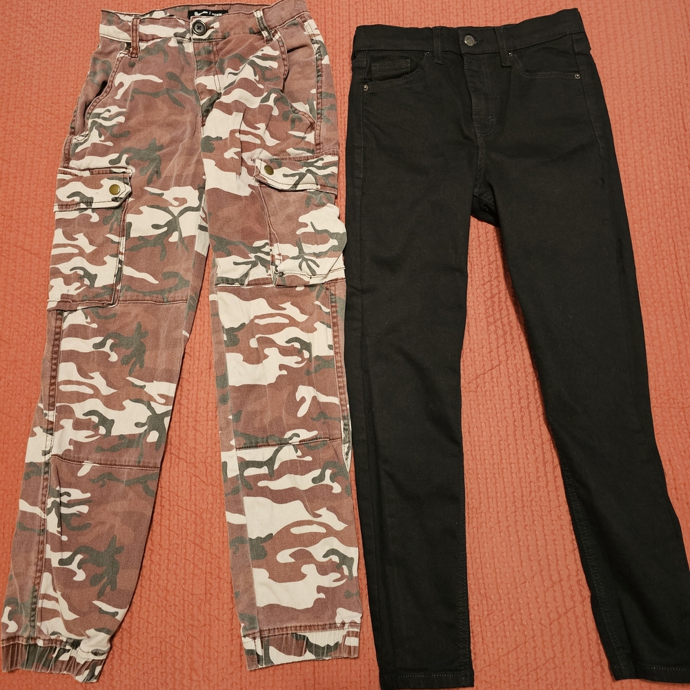 Topshop Black and Camouflage Women Jeans